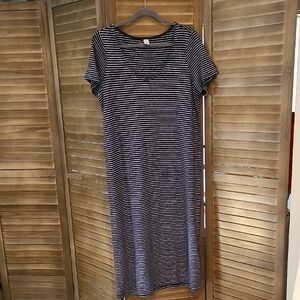 Navy and White Striped Maxi Dress